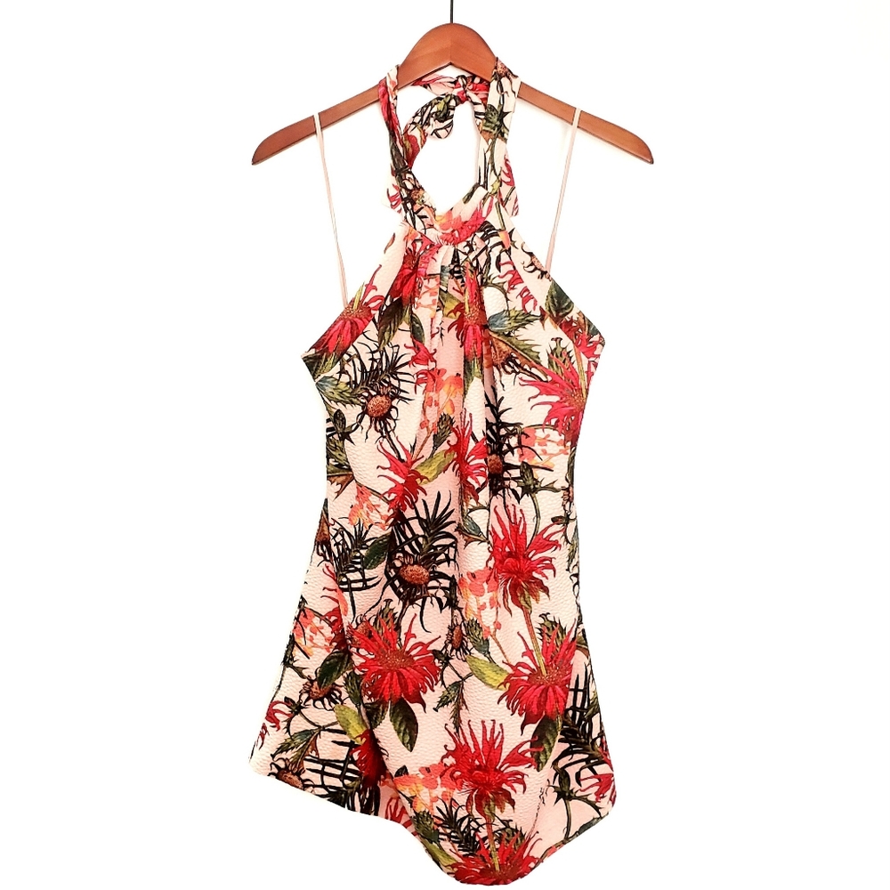 Cynthia Steffe Monte Halter Neck Floral Printed Crepe Sleeveless Dress Size 0